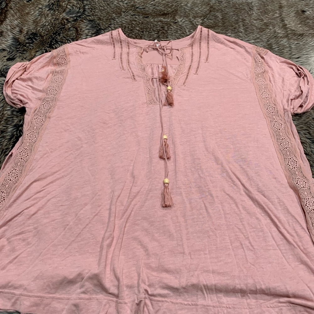 Free People Flowy Boho Lace Detail Peasant Tunic Top Oversized M fits up to 3XL